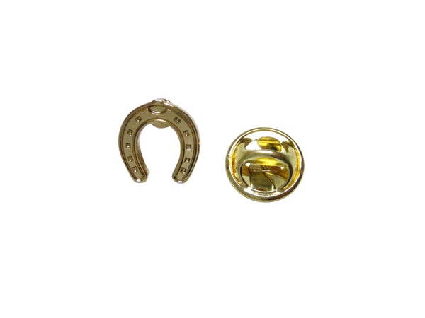 Gold Toned Horse Shoe Lapel Pin