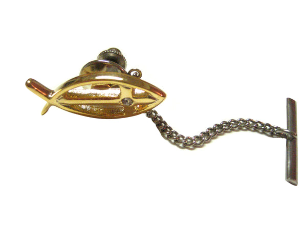 Gold Toned Ichthys Religious Fish Tie Tack