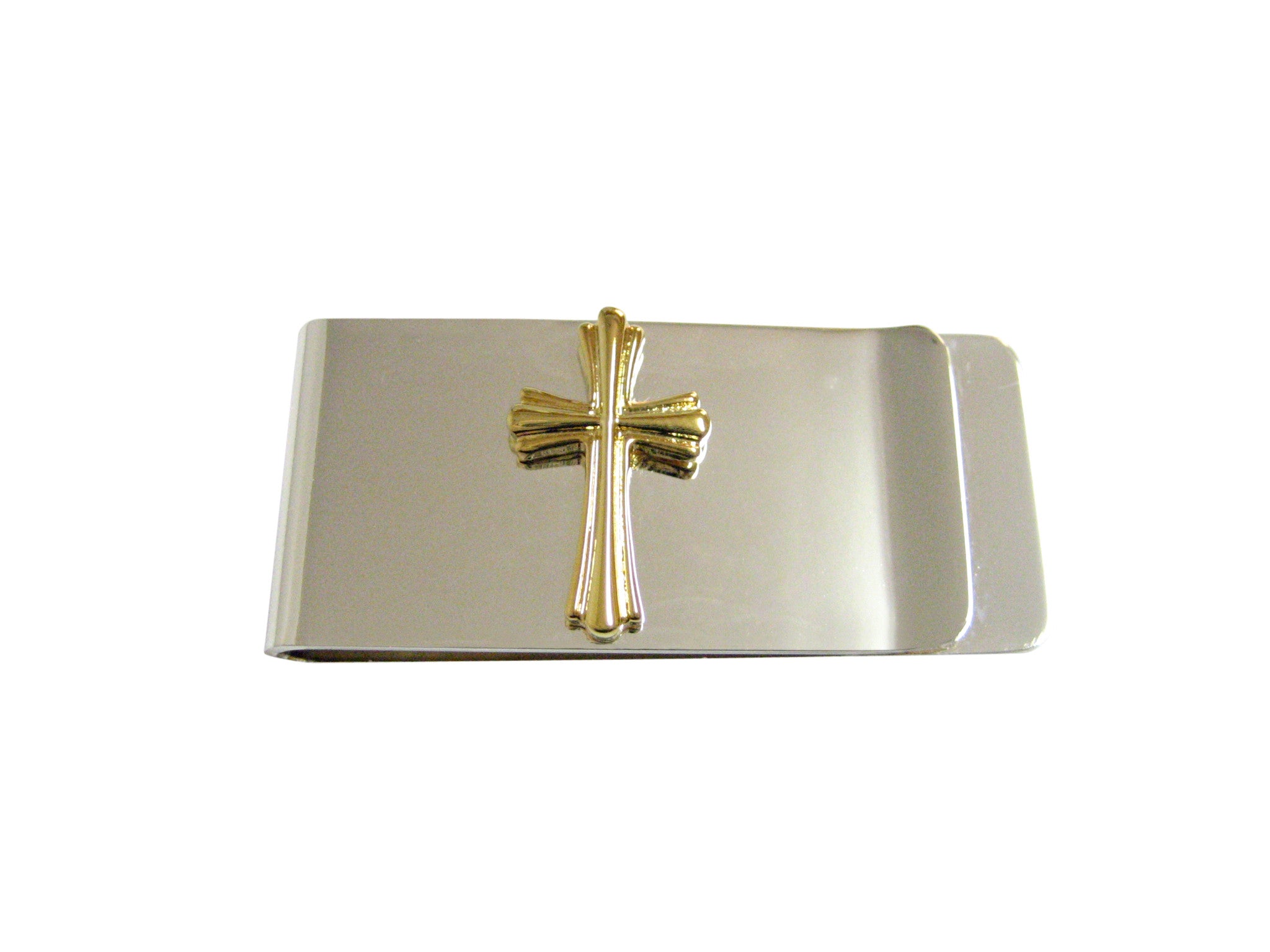 Gold Toned Intricately Detailed Cross Money Clip