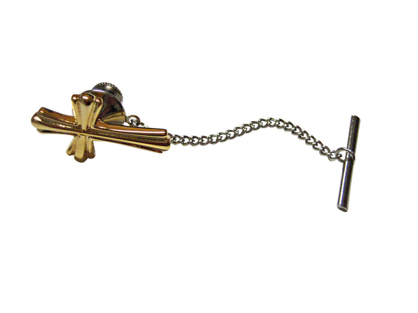 Gold Toned Intricately Detailed Cross Tie Tack