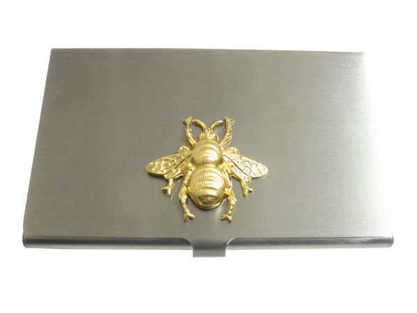 Gold Toned Large Bee Bug Insect Pendant Business Card Holder