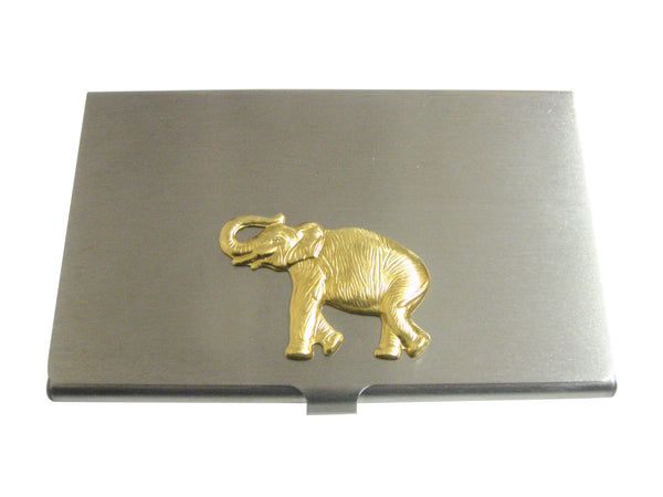 Gold Toned Large Elephant Pendant Business Card Holder