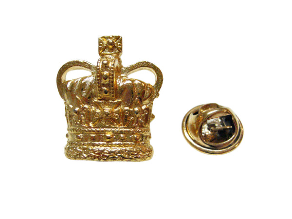 Gold Toned Large Full Crown Lapel Pin