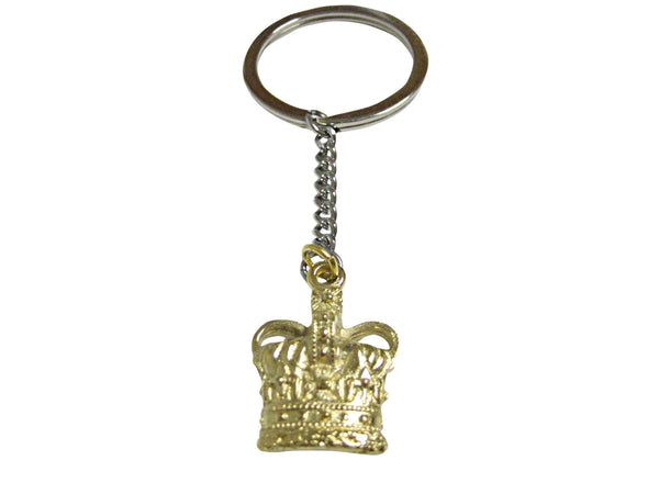 Gold Toned Large Full Crown Pendant Keychain