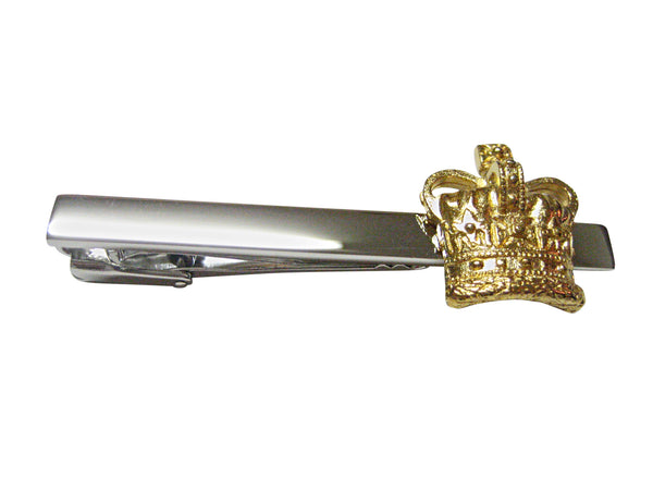 Gold Toned Large Full Crown Square Tie Clip