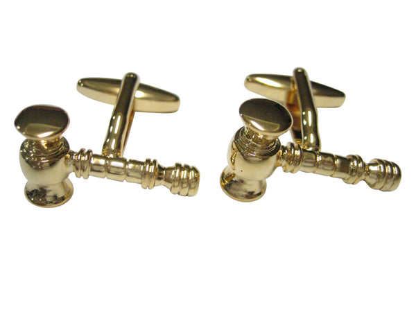 Gold Toned Law Auctioneer Gavel Cufflinks