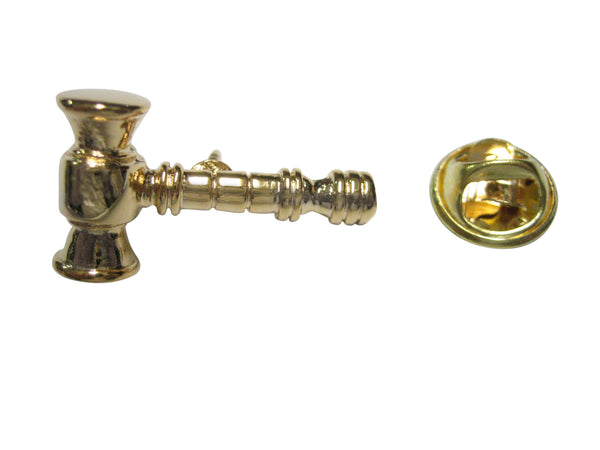 Gold Toned Law Auctioneer Gavel Lapel Pin
