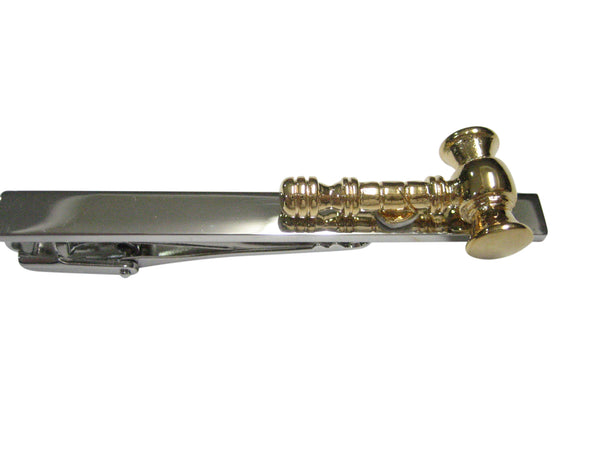 Gold Toned Law Auctioneer Gavel Tie Clip