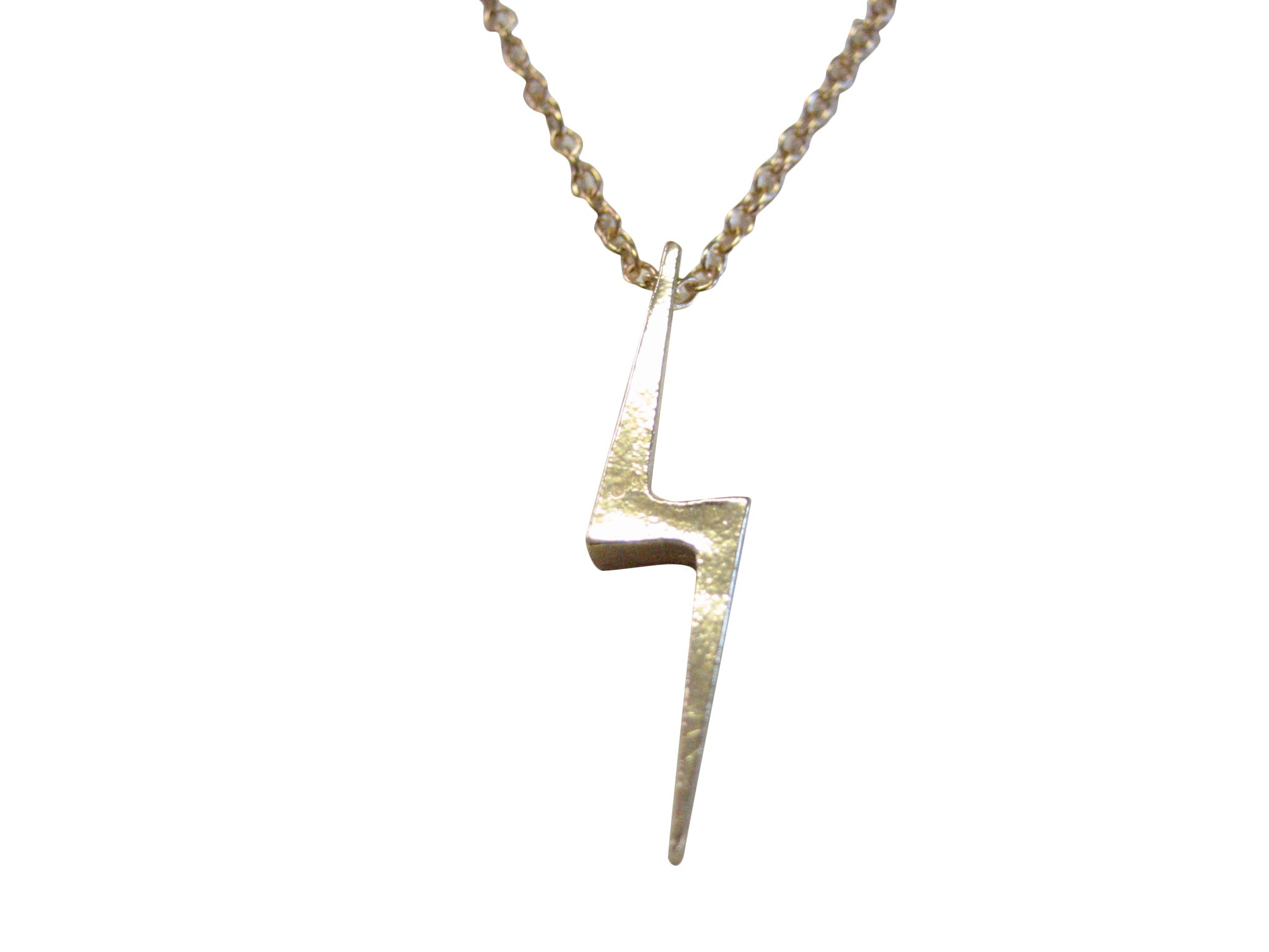 Gold Toned Lightning Bolt Pendant Necklace