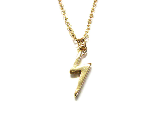 Gold Toned Lightning Bolt Pendant Necklace