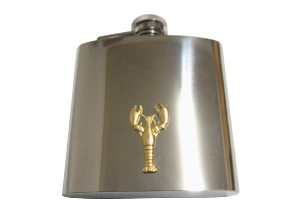 Gold Toned Lobster Pendant 6 Oz. Stainless Steel Flask