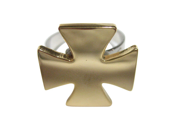 Gold Toned Maltese Cross Adjustable Size Fashion Ring