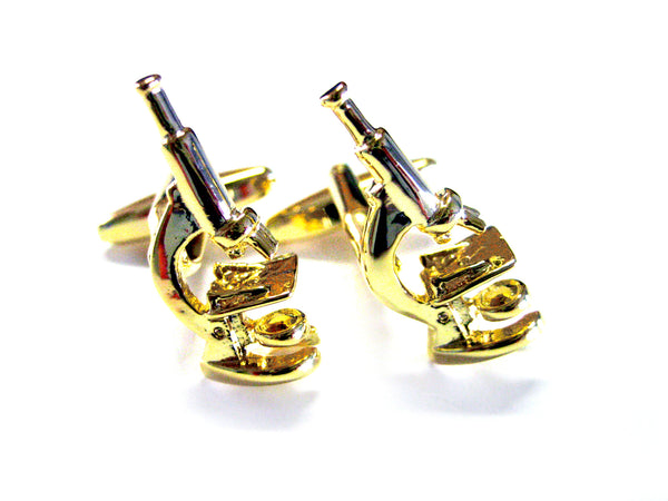 Gold Toned Microscope Cufflinks