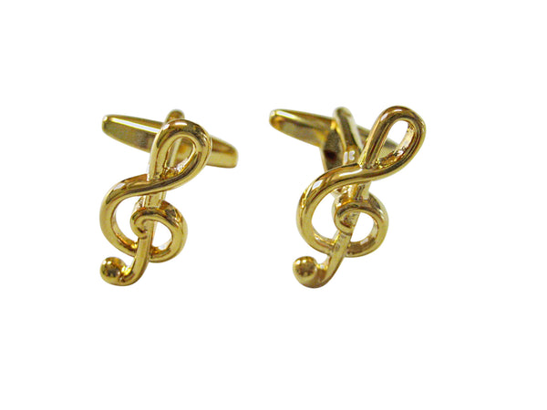 Gold Toned Musical Treble Note Cufflinks