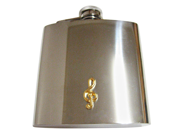 Gold Toned Musical Treble Note 6 Oz. Stainless Steel Flask
