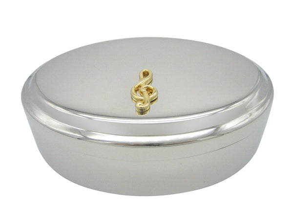 Gold Toned Musical Treble Note Pendant Oval Trinket Jewelry Box