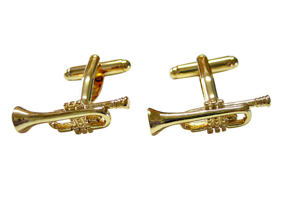 Gold Toned Trumpet Instrument Musical Cufflinks