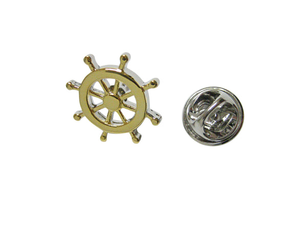 Gold Toned Nautical Steering Helm Lapel Pin