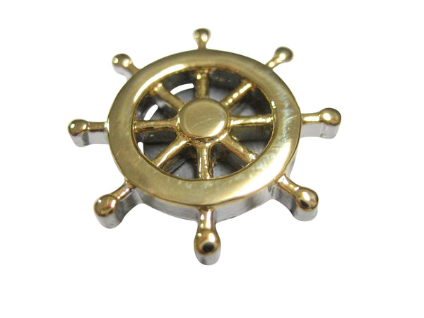 Gold Toned Nautical Steering Helm Pendant Magnet