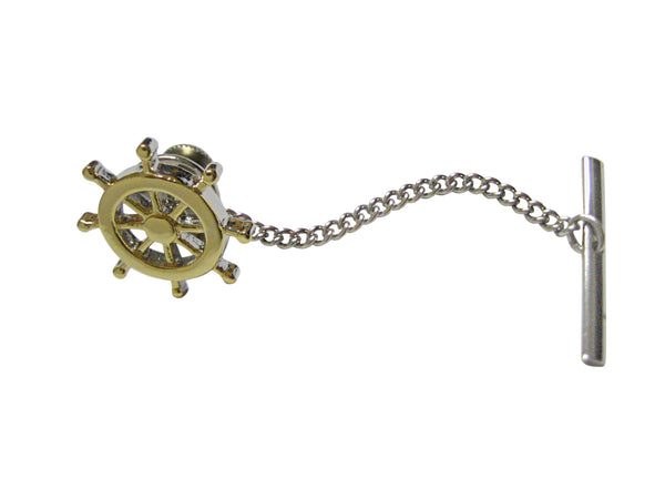 Gold Toned Nautical Steering Helm Tie Tack