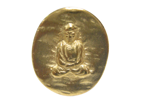 Gold Toned Oval Buddha Buddhism Adjustable Size Fashion Ring