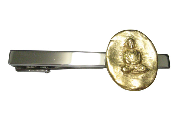 Gold Toned Oval Buddha Buddhism Tie Clip