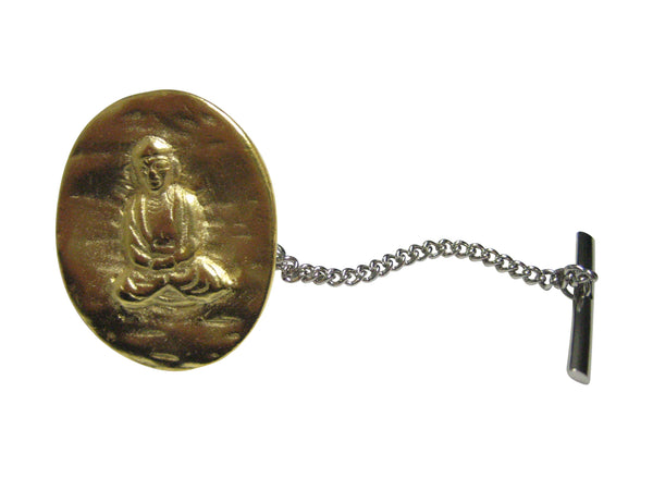 Gold Toned Oval Buddha Buddhism Tie Tack