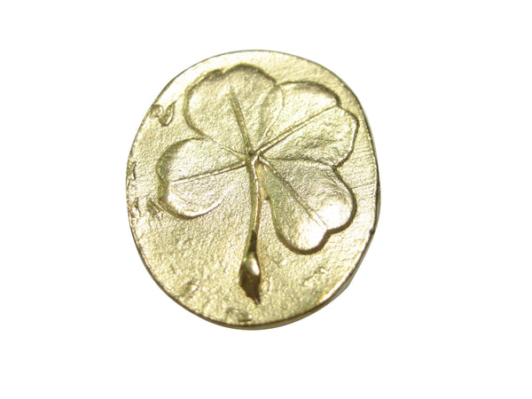 Gold Toned Oval Four Leaf Clover Magnet