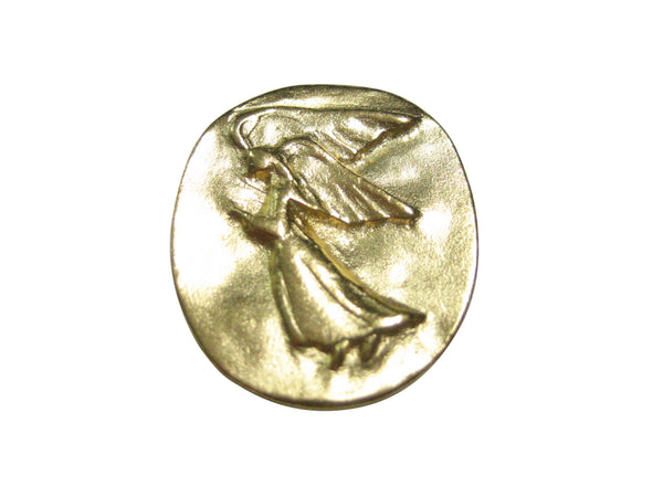 Gold Toned Oval Guardian Angel Magnet