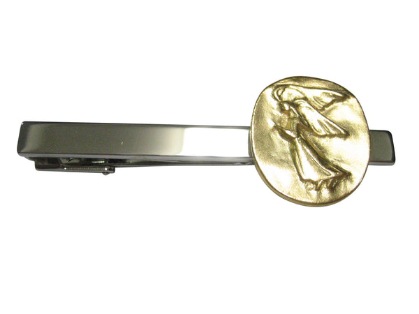 Gold Toned Oval Guardian Angel Tie Clip