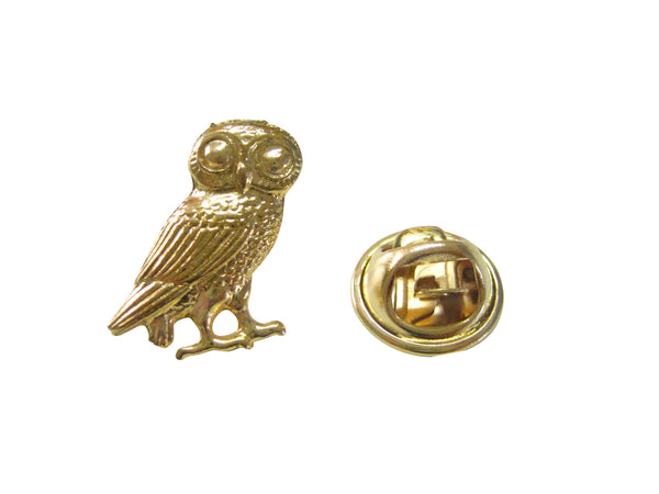 Gold Toned Owl of Athena Lapel Pin