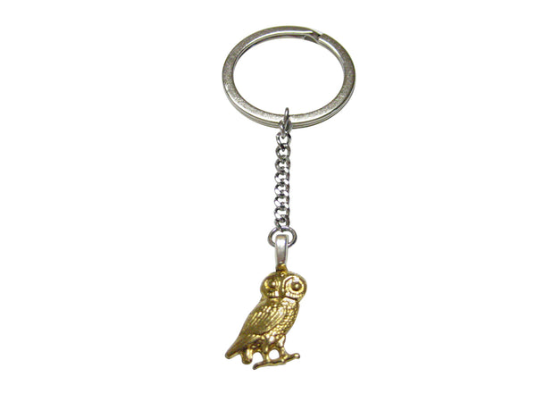 Gold Toned Owl of Athena Bird Pendant Keychain