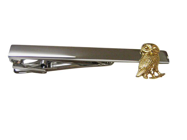 Gold Toned Owl of Athena Square Tie Clip