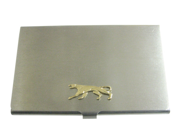 Gold Toned Panther Cat Animal Pendant Business Card Holder