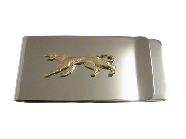 Gold Toned Panther Cat Animal Pendant Money Clip