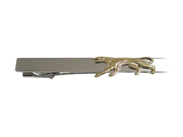 Gold Toned Panther Cat Animal Pendant Square Tie Clip
