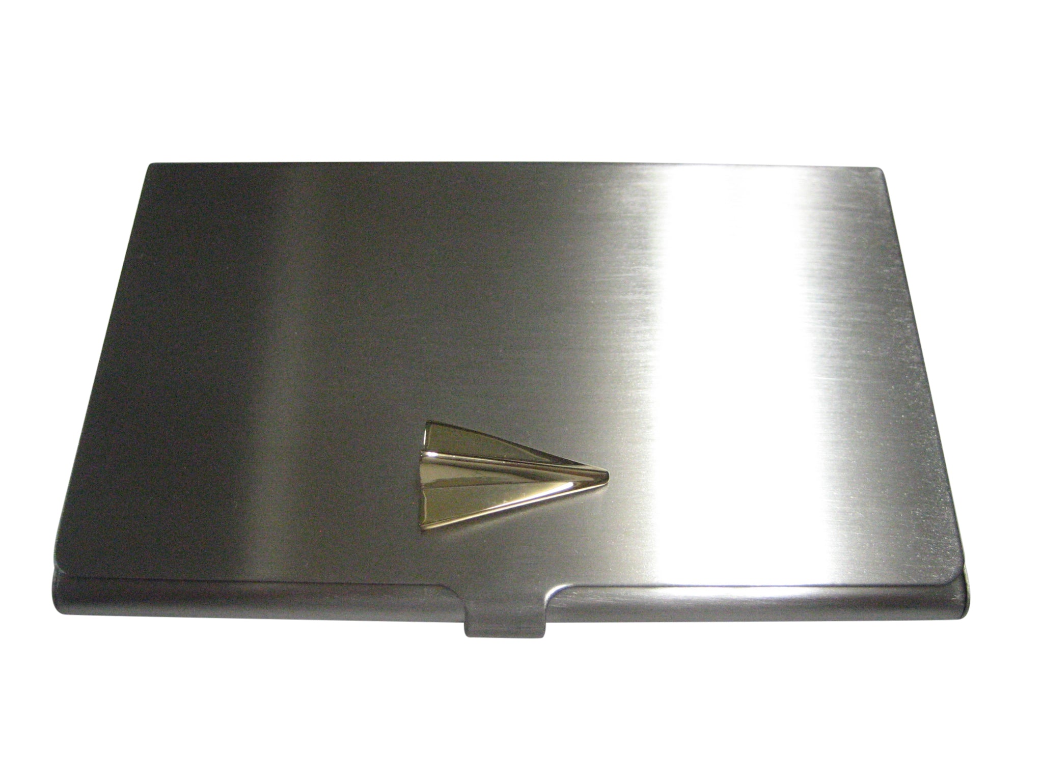 Gold Toned Paper Airplane Business Card Holder