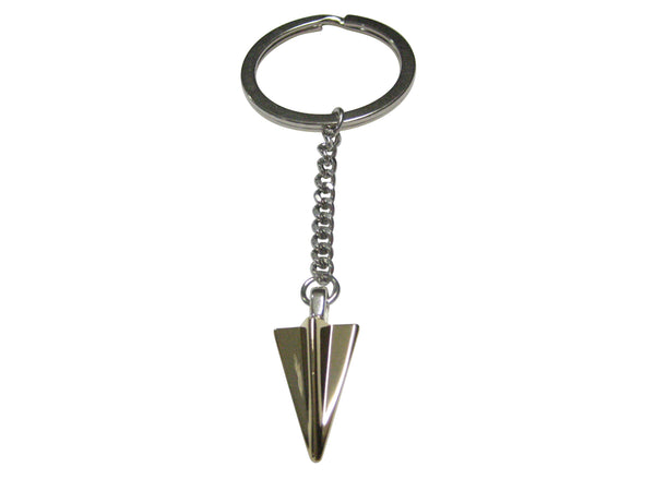 Gold Toned Paper Airplane Pendant Keychain
