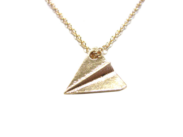 Gold Toned Paper Airplane Necklace