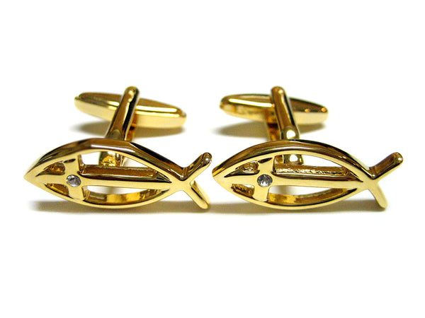 Gold Toned Religious Fish Cufflinks