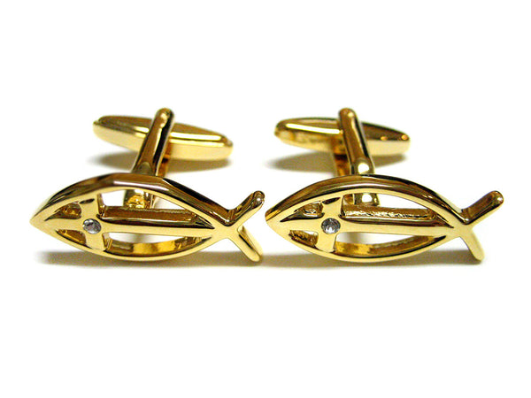 Gold Plated Religious Fish Cufflinks