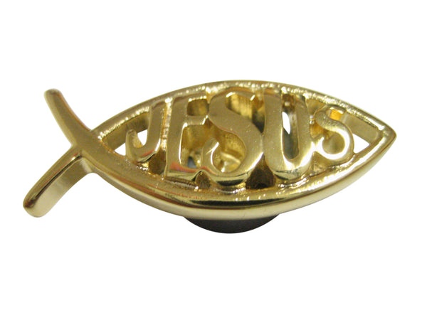 Gold Toned Religious Jesus Ichthys Fish Magnet