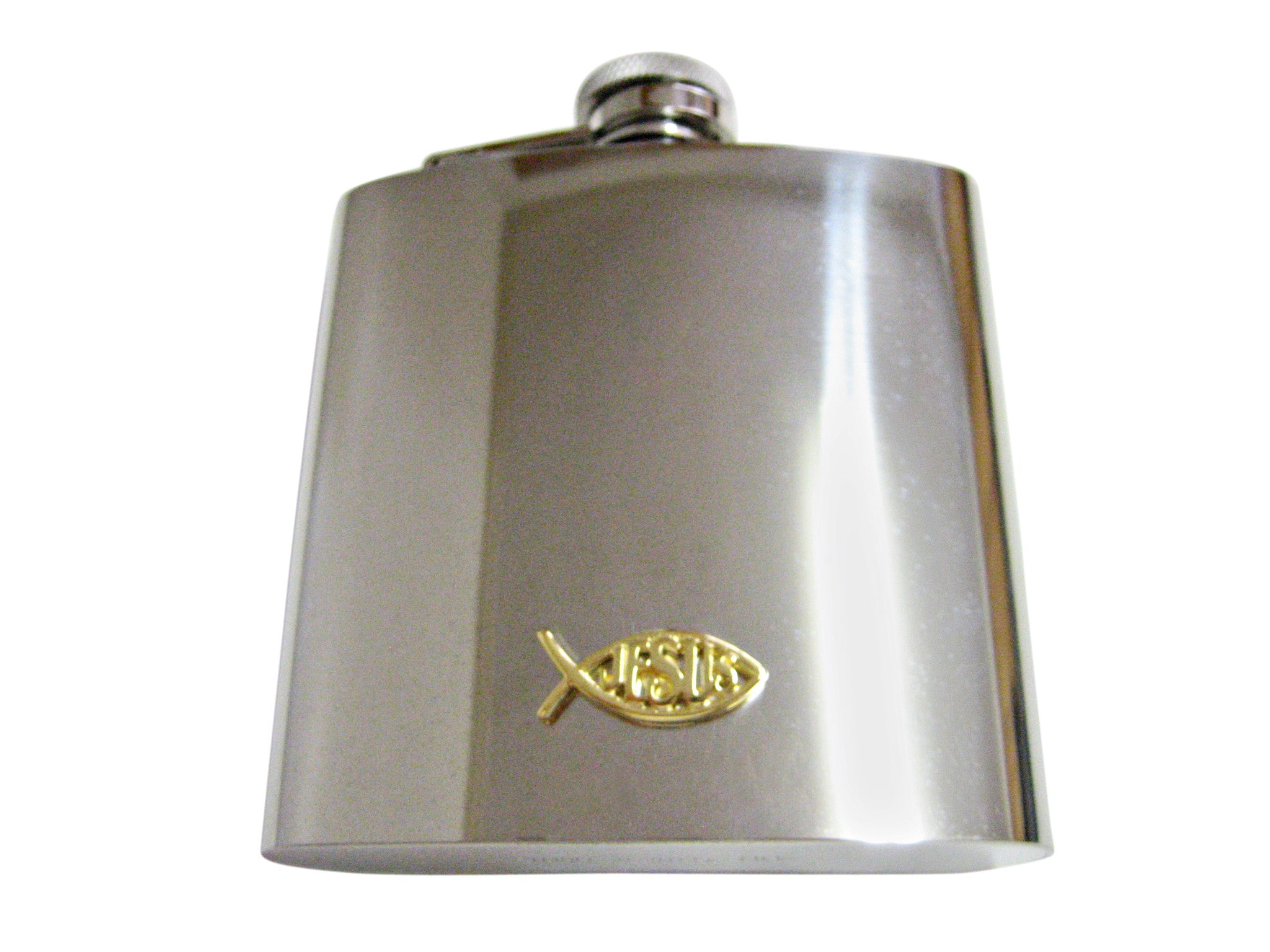 Gold Toned Religious Jesus 6 Oz. Stainless Steel Flask