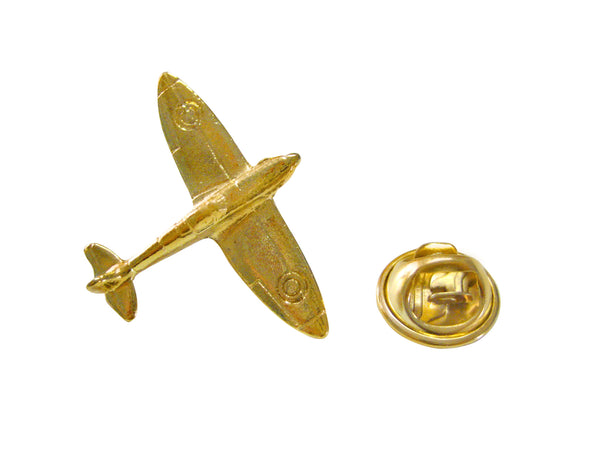 Gold Toned Retro War Plane Lapel Pin