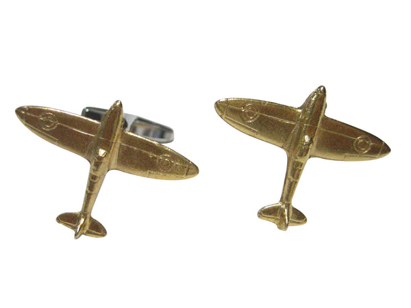 Gold Toned Retro Spitfire Plane Cufflinks