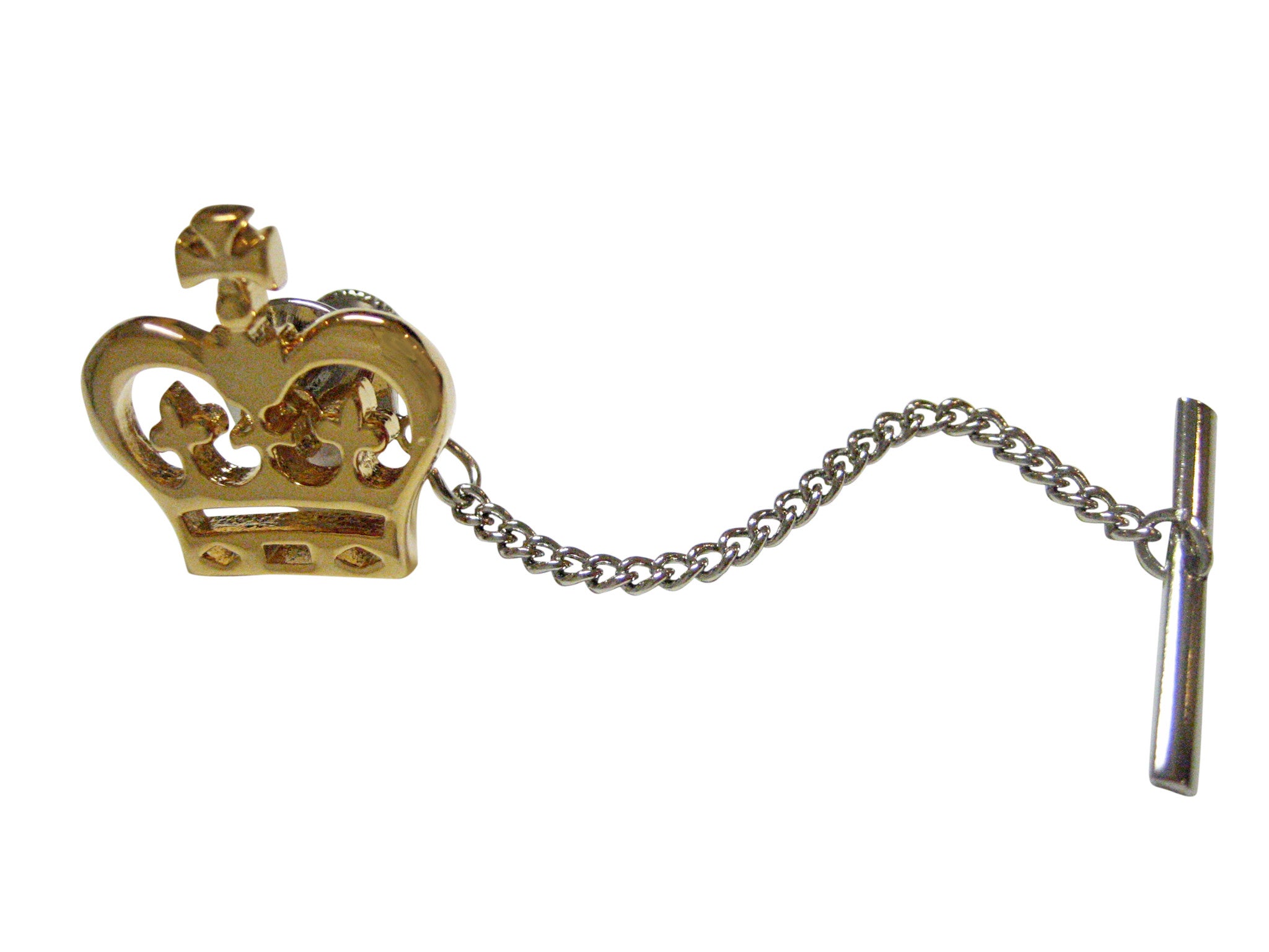 Gold Toned Round Crown Tie Tack