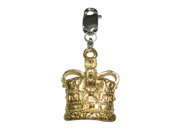 Gold Toned Royal Large Full Crown Pendant Zipper Pull Charm