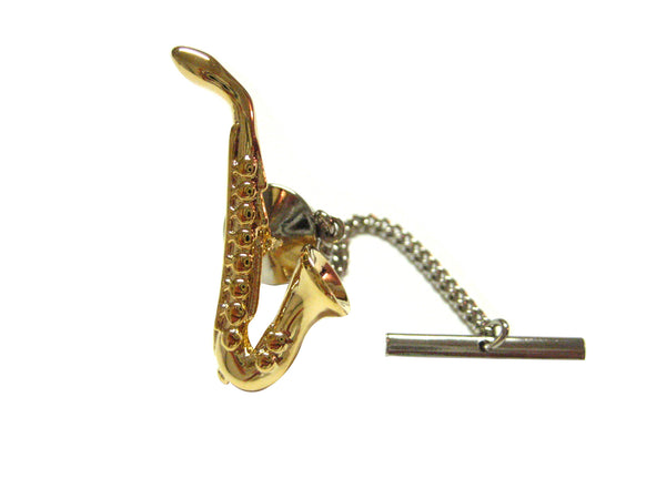 Gold Toned Musical Saxophone Tie Tack