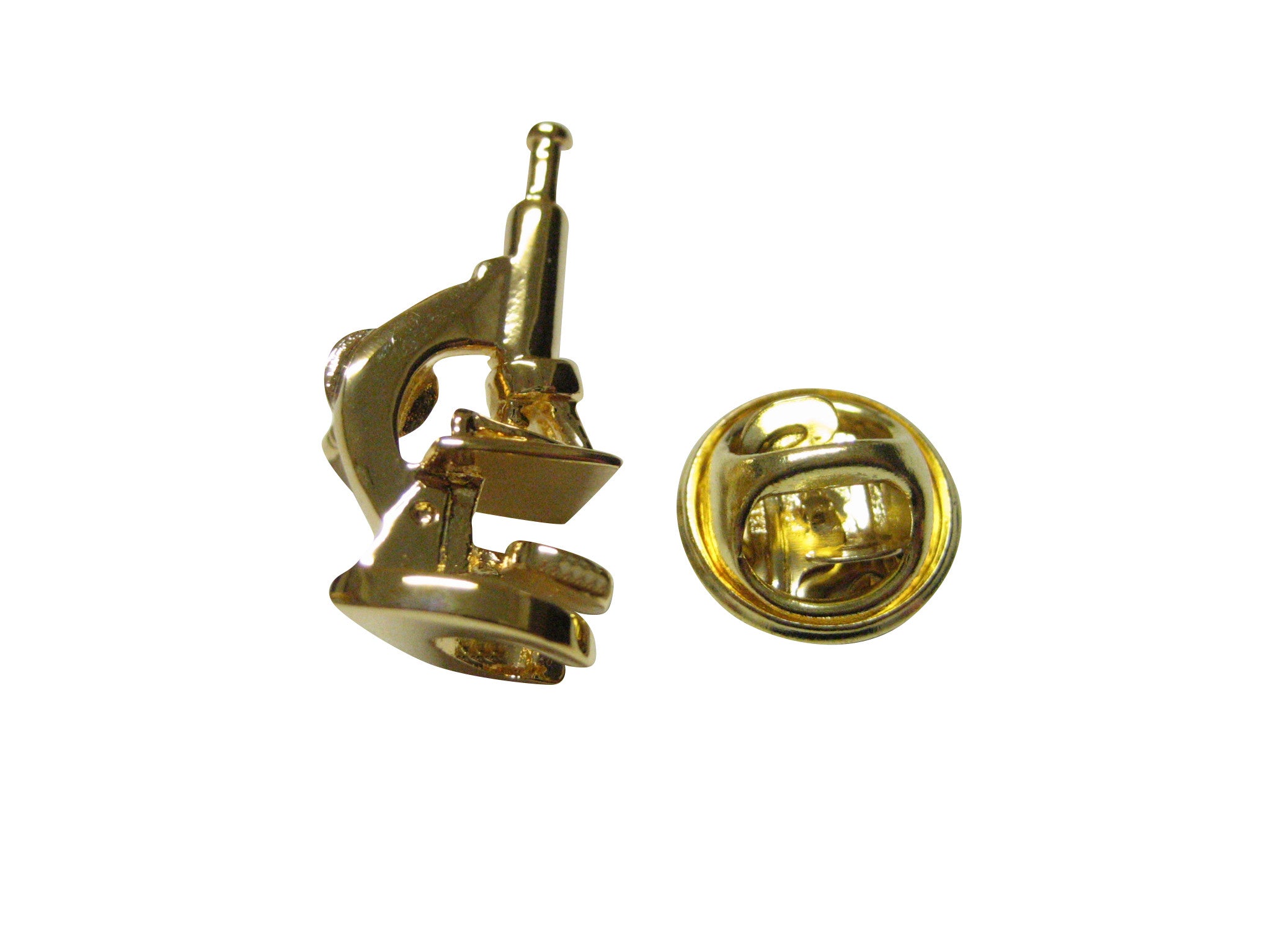 Gold Toned Scientific Microscope Lapel Pin