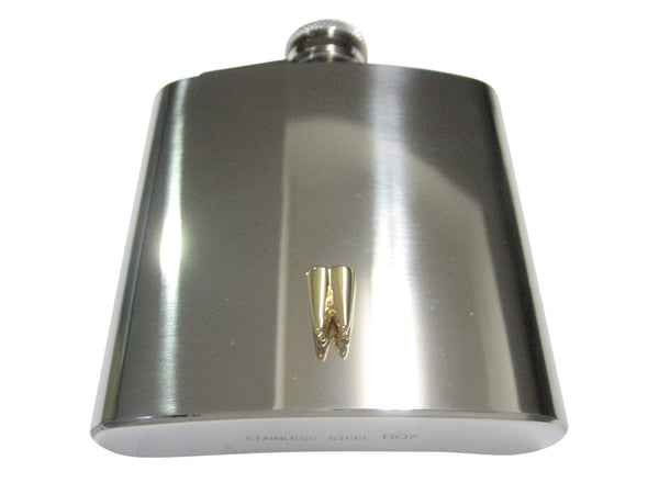 Gold Toned Shiny Dental Tooth Teeth 6oz Flask